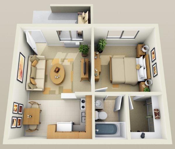one bedroom home plan 