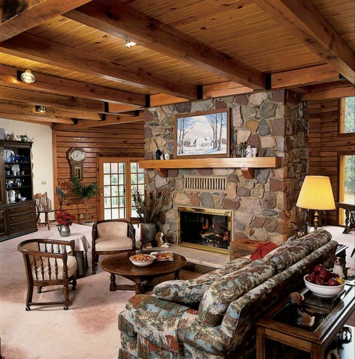 Log Cabin Living Room Inspiration Design 718x725 