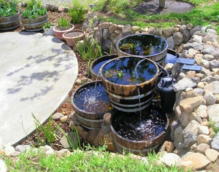 wine barrel fountains 